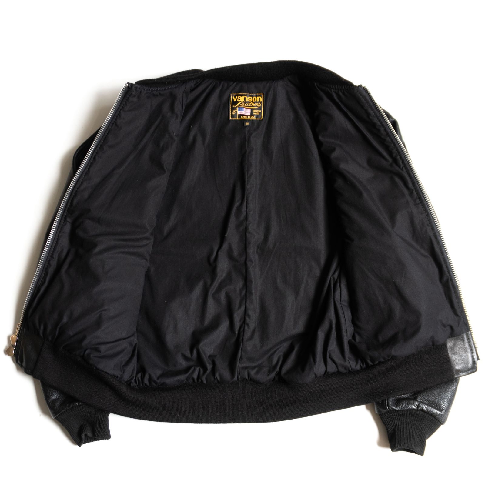 美品】 VANSON 【TJV オールレザー スタジャン】38 ブラック