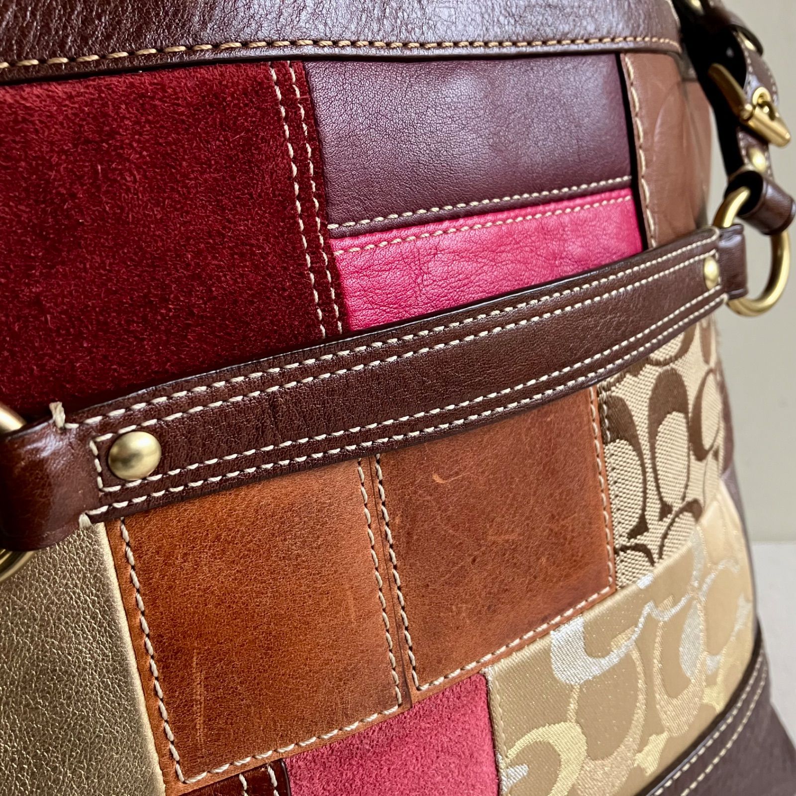 Rare Coach Vintage Multicolor Suede Patchwork Leather Shoulder