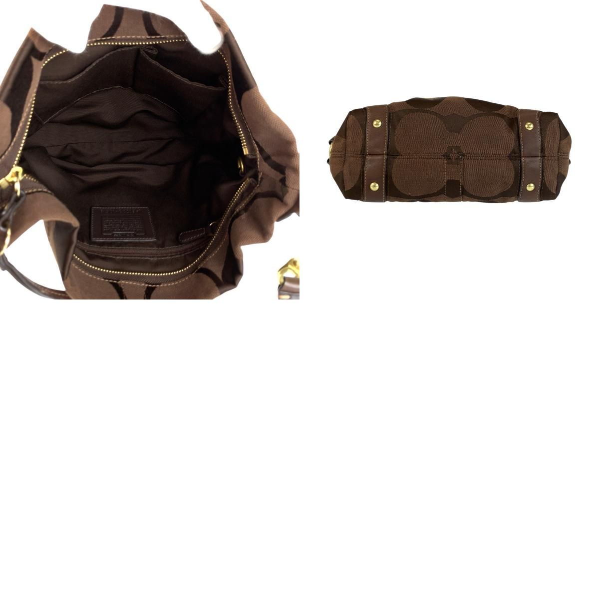 美品 COACH コーチ シグネチャー ブラウン ゴールド金具 キャンバス