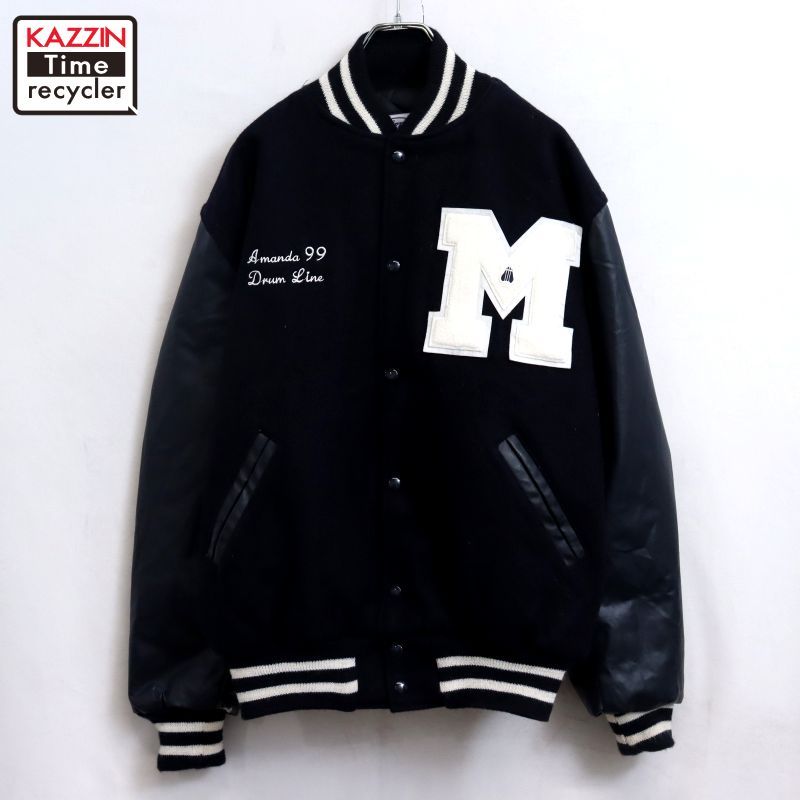 90s USA製 vintage アームレザー ウール スタジャン メンズ 表記L