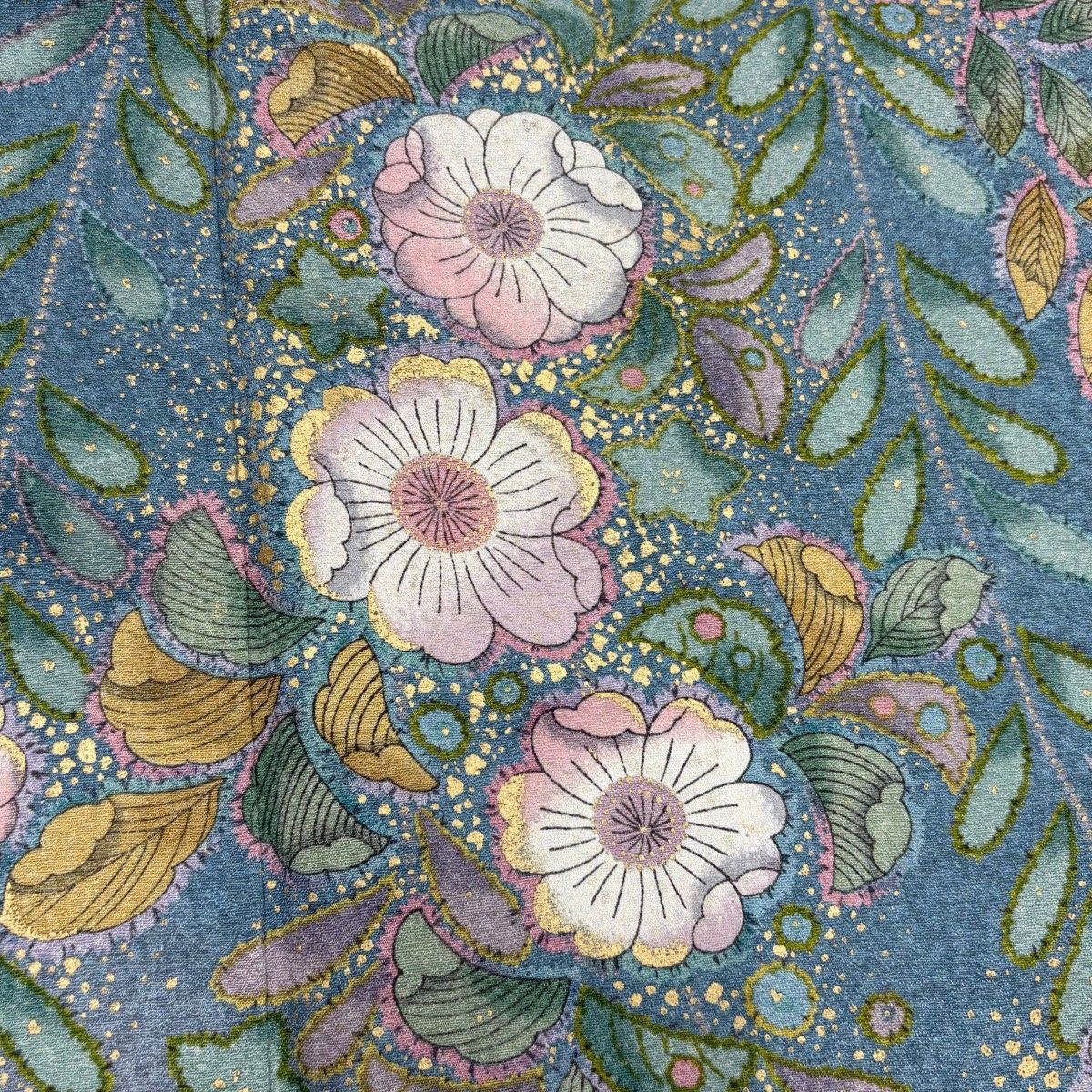 訪問着 身丈166cm 裄丈67.5cm L 袷 辻が花柄 金彩 ぼかし 水色 正絹 秀