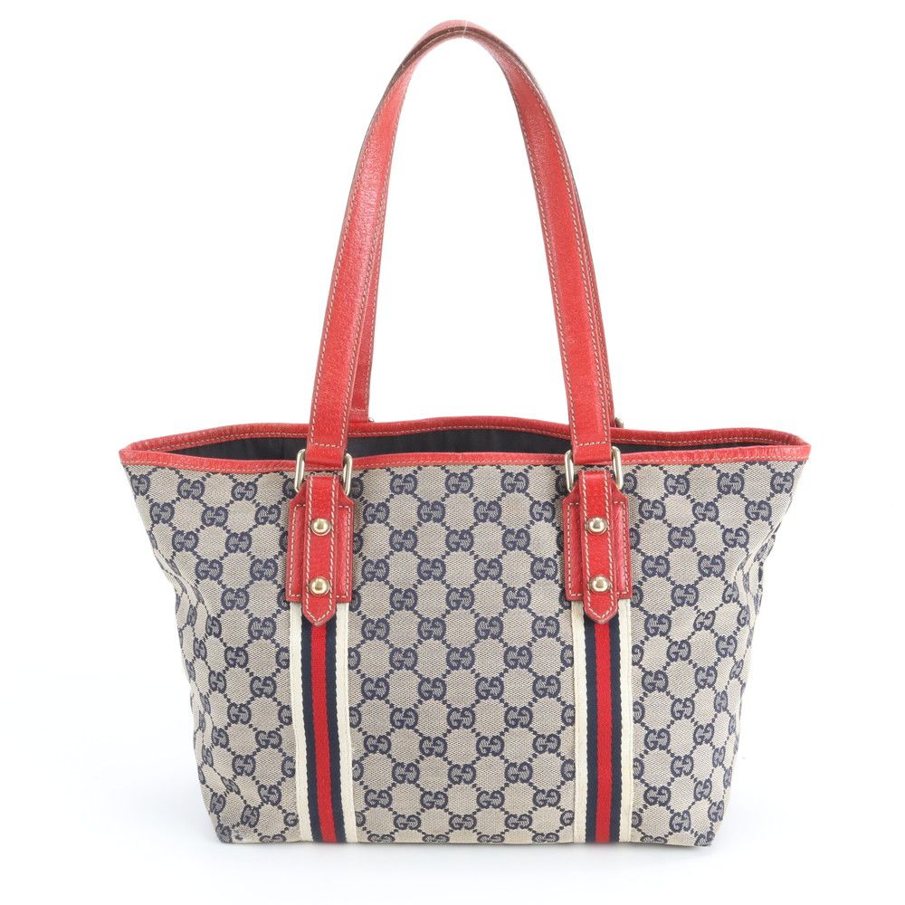 美品 グッチ GGキャンバス 137396 レザー トート バッグ 肩掛け