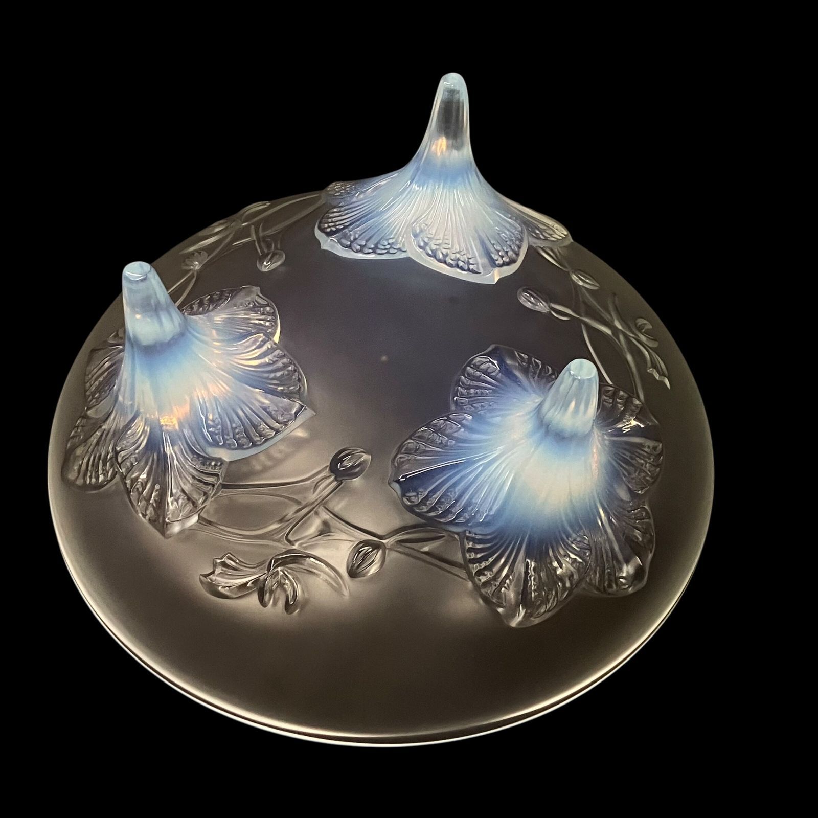 LALIQUE ラリック クリスタルコンポート皿 花柄 フロステッドガラス