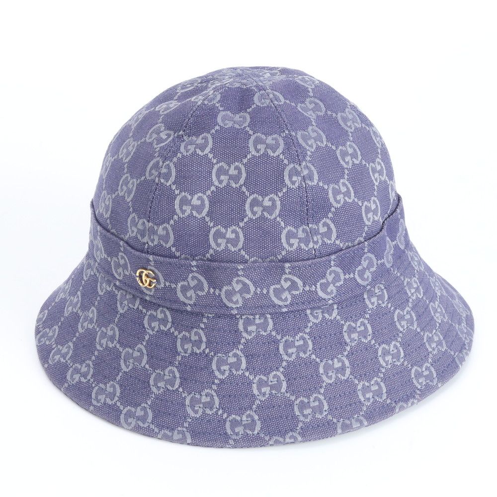 極美品 グッチ ダブルG ロゴ GG キャンバス バケット ハット バケハ