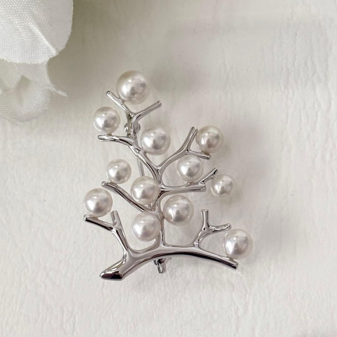 187【ミキモト】シルバー 幸福の木 ラージ パール ブローチ - メルカリ