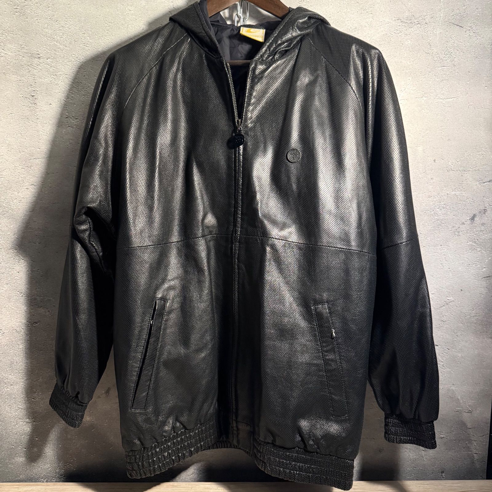 ✨ CORE FIGHTER ✨裏原系 パンチングレザージャケット L✨フードつき