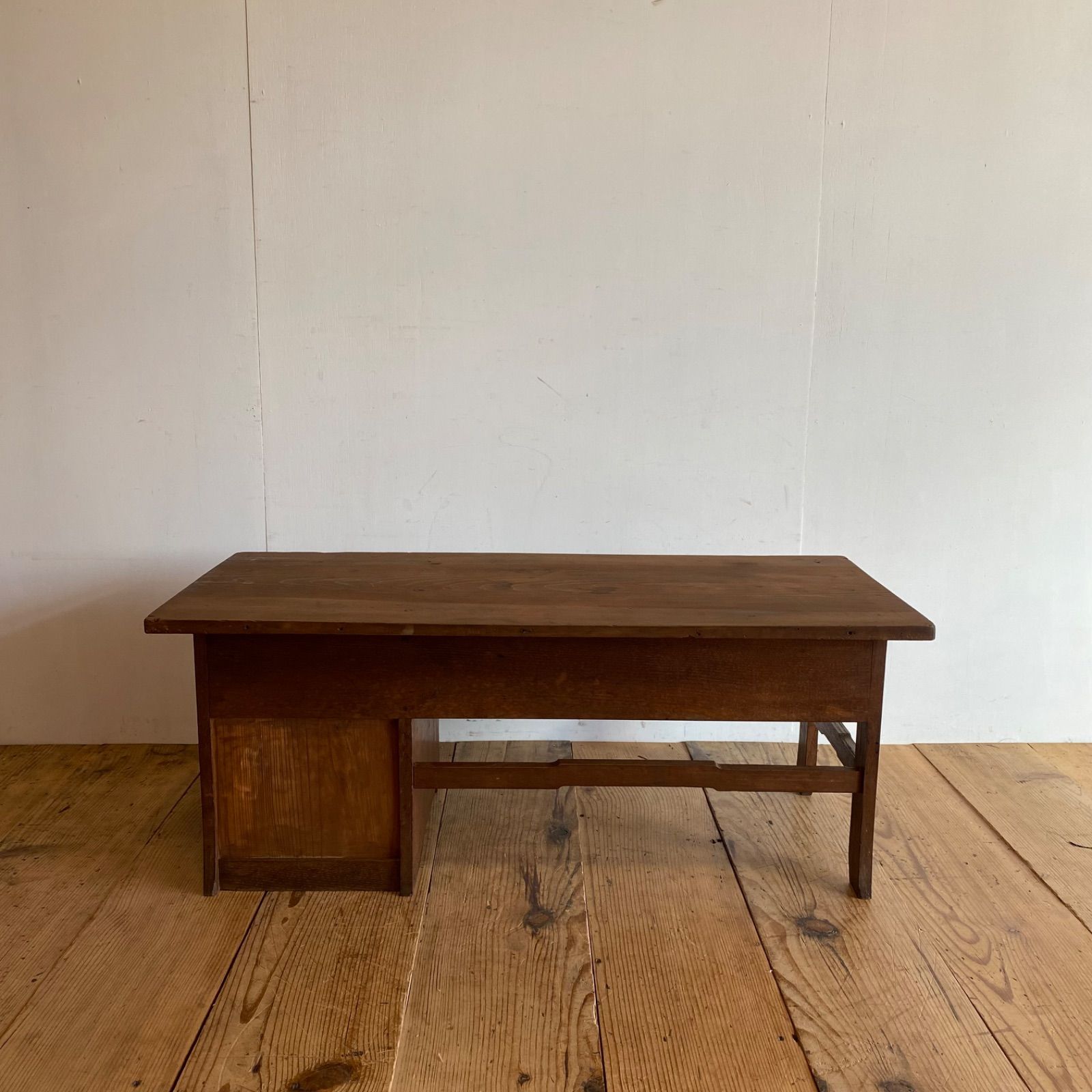 アンティーク 木製デスク ローテーブル 机 作業台 古家具 引き出し