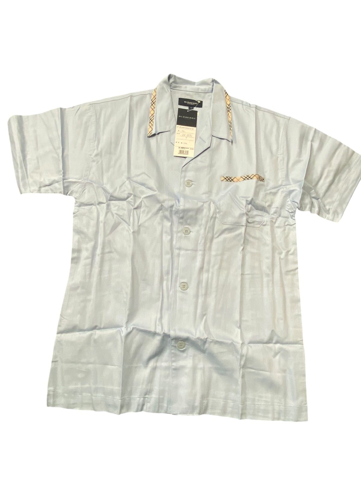 BURBERRY バーバリー パジャマ 上下セット 男女ペア 2着 ブルー 半袖長