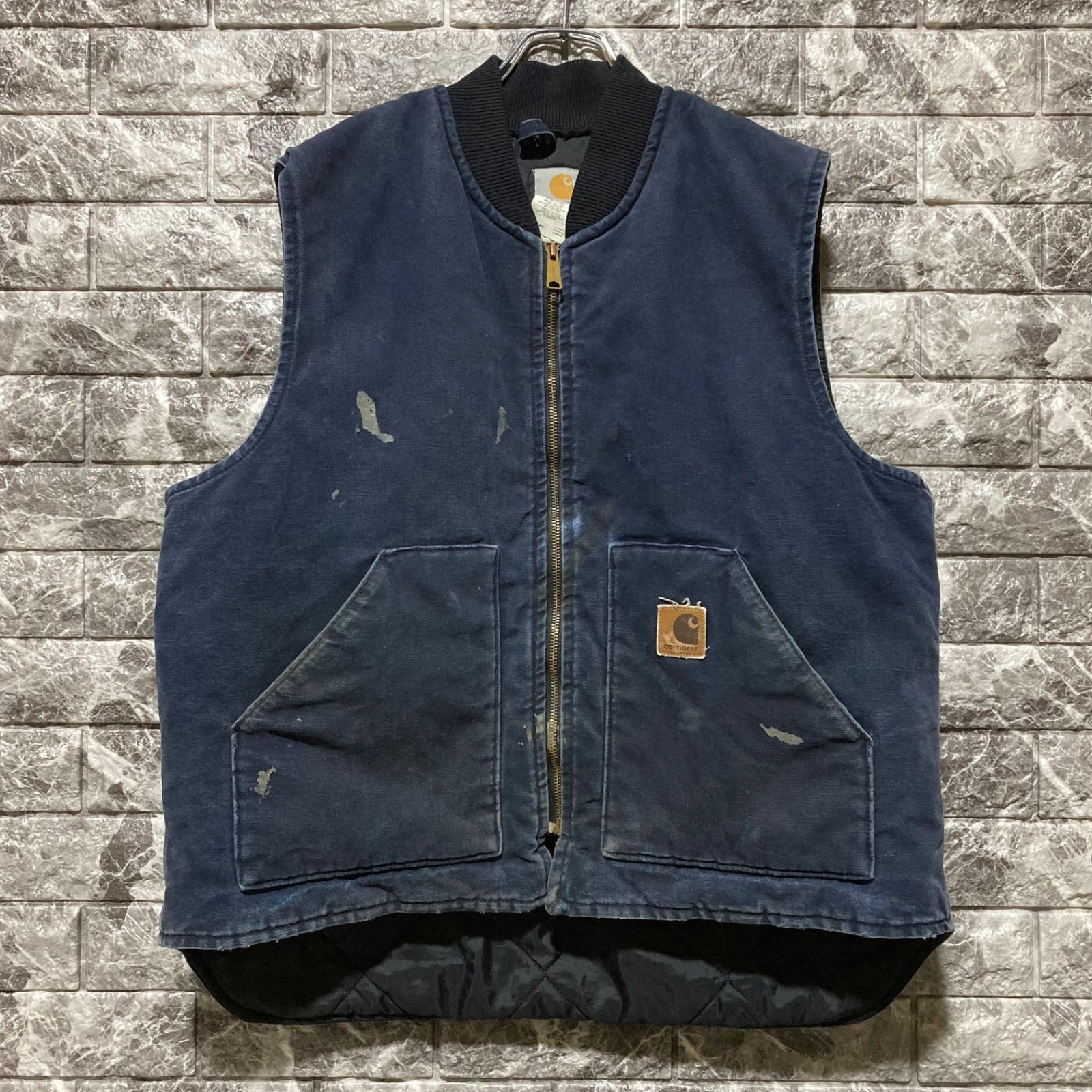 CARHARTT ダックベスト ネイビー USA製 XL 腰ゴム カーハート DUCK