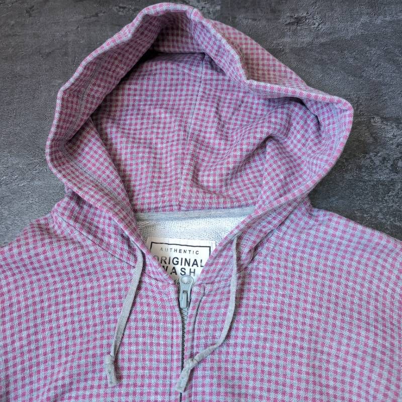 OLD UNIQLO Double Zip Hoodie Men's M Pink Gray Vintage y2k