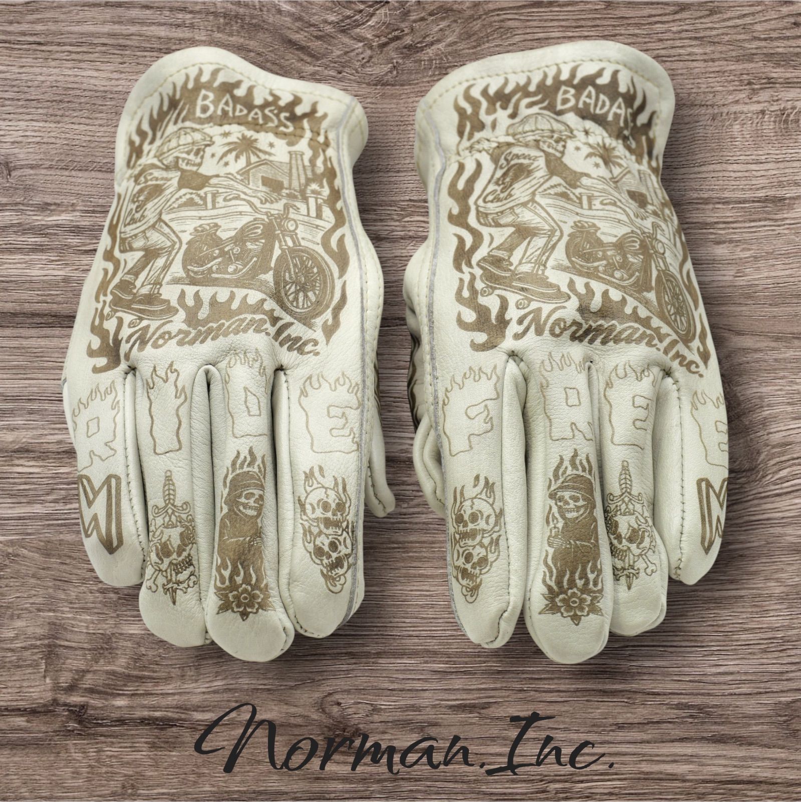 牛革 レザーグローブ ホワイト 白 アメリカン バイク ハーレー