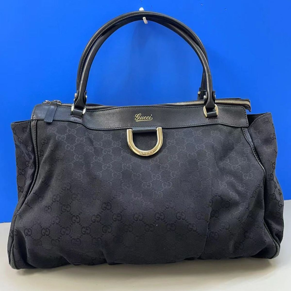中古 GUCCI(グッチ) アビーライン GGキャンバス トートバッグ 黒