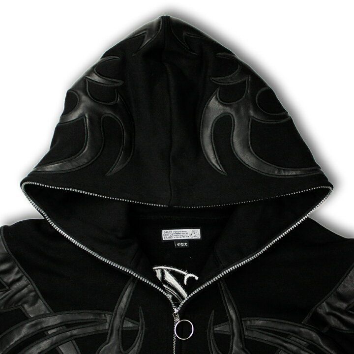 新作】【GALFY／ガルフィー・部族系ダブモコパーカー（ブラック