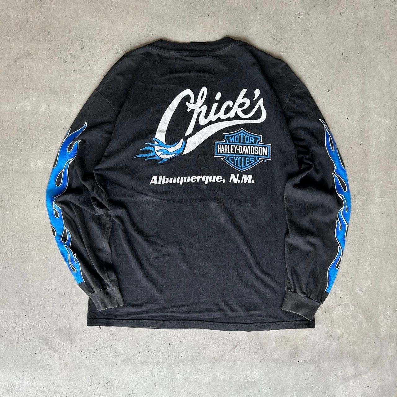 90s Harley-Davidson Blue flame Fire pattern ハーレーダビッドソン L