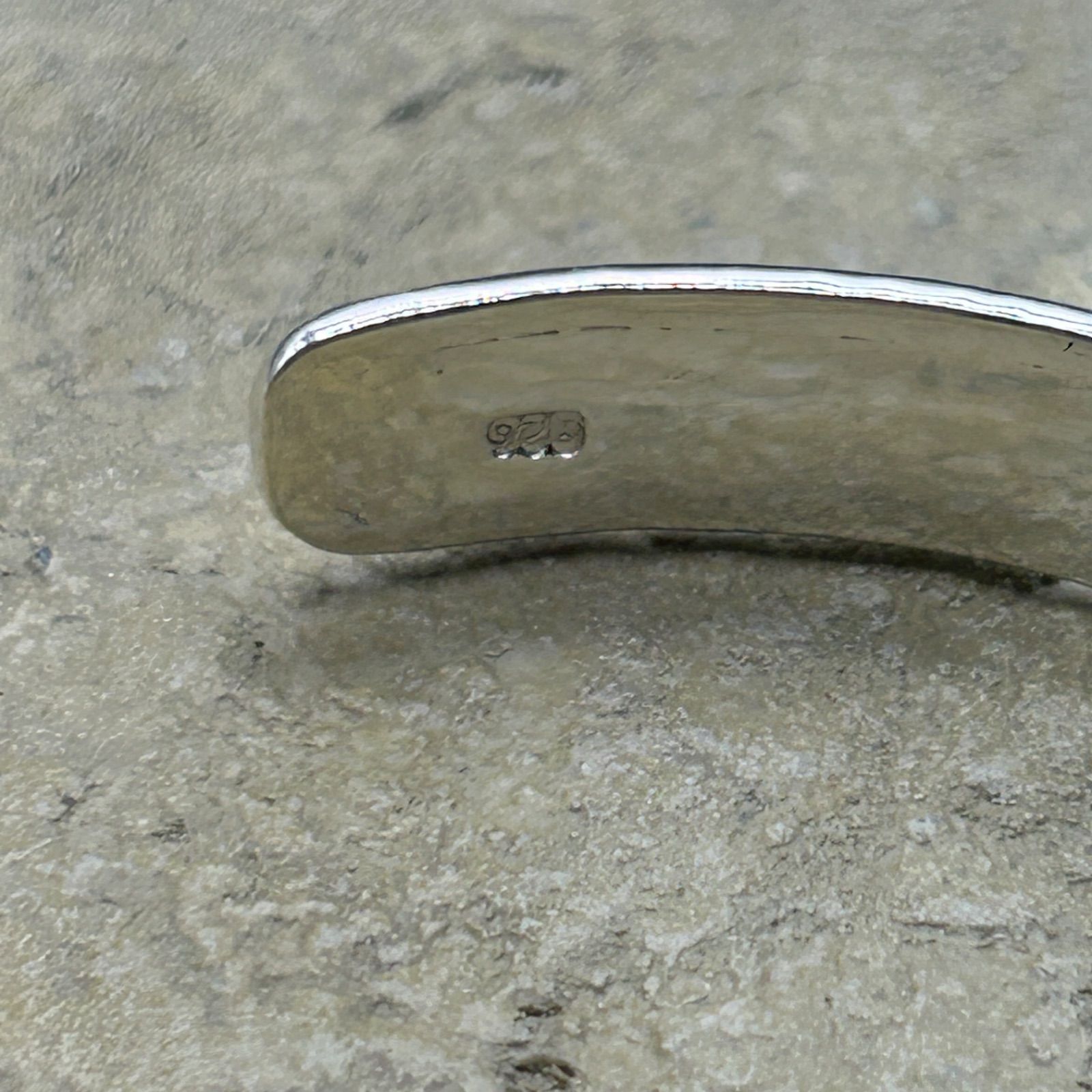 シルバー925 Sterling 平打ちデザインバングル/軽研磨仕上げ/アクセ