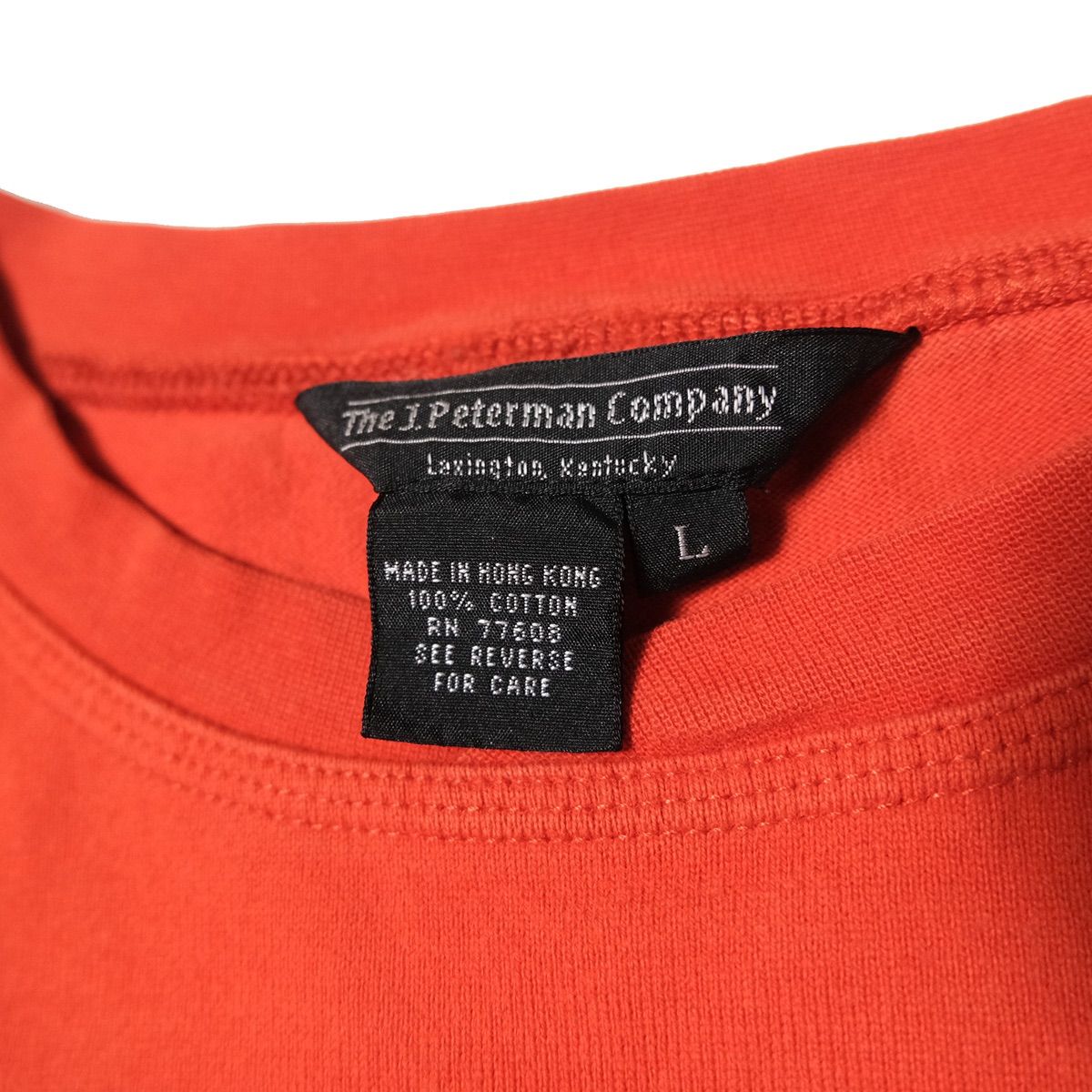 90's J.Peterman Company フットボール Tシャツ (L) オレンジ×青系