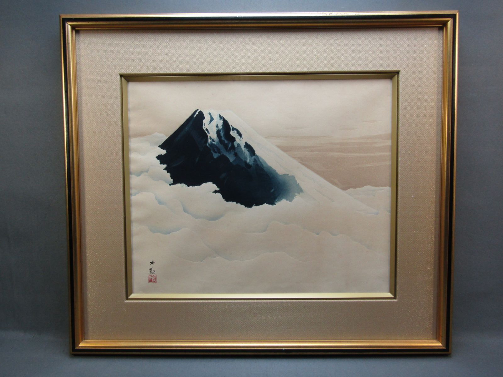 横山大観 『霊峰不二』 】 肉筆 墨画淡彩 額装 【公式通販】