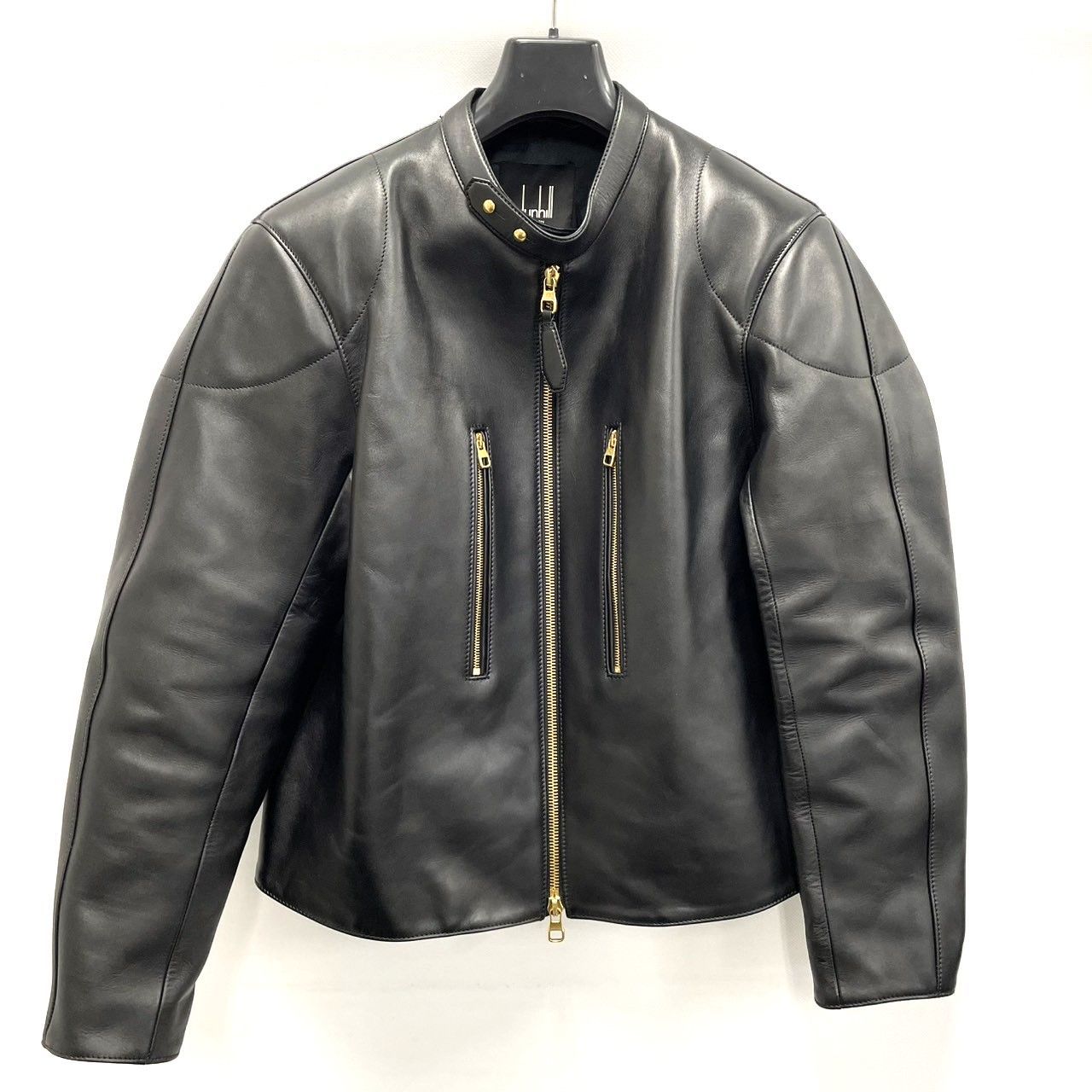 K505】Dunhill（ダンヒル）/ライダースジャケット/レザー/黒/サイズ:XL