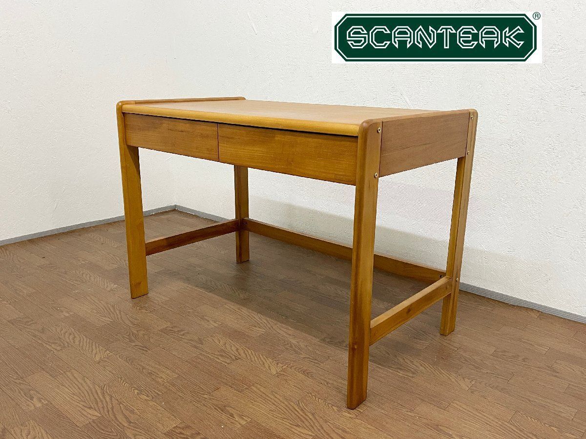○スキャンティーク SCANTEAK 引き出し付デスク 机 勉強机 書斎机