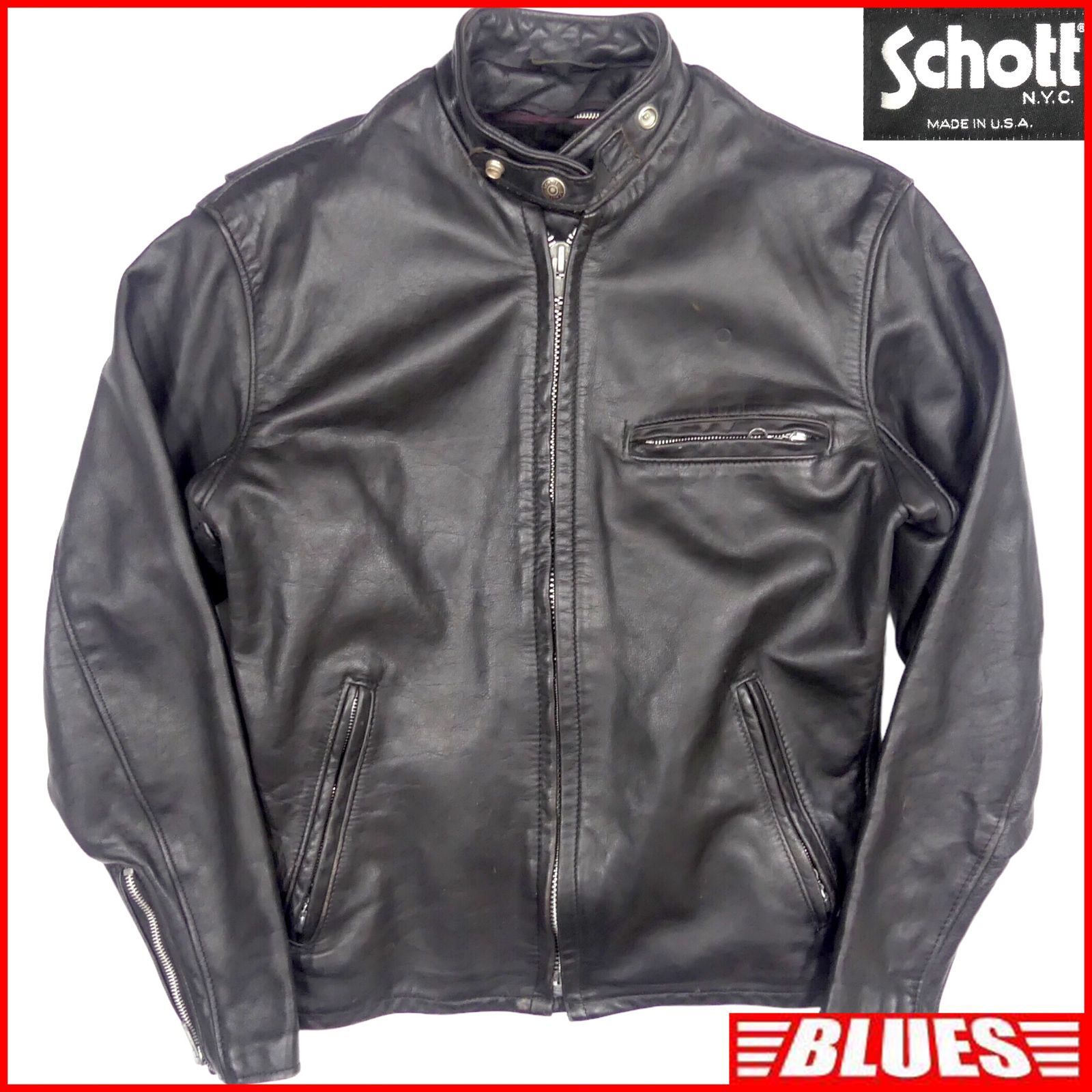 Schott ショット ライダースジャケット 36 シングル S メンズ 黒