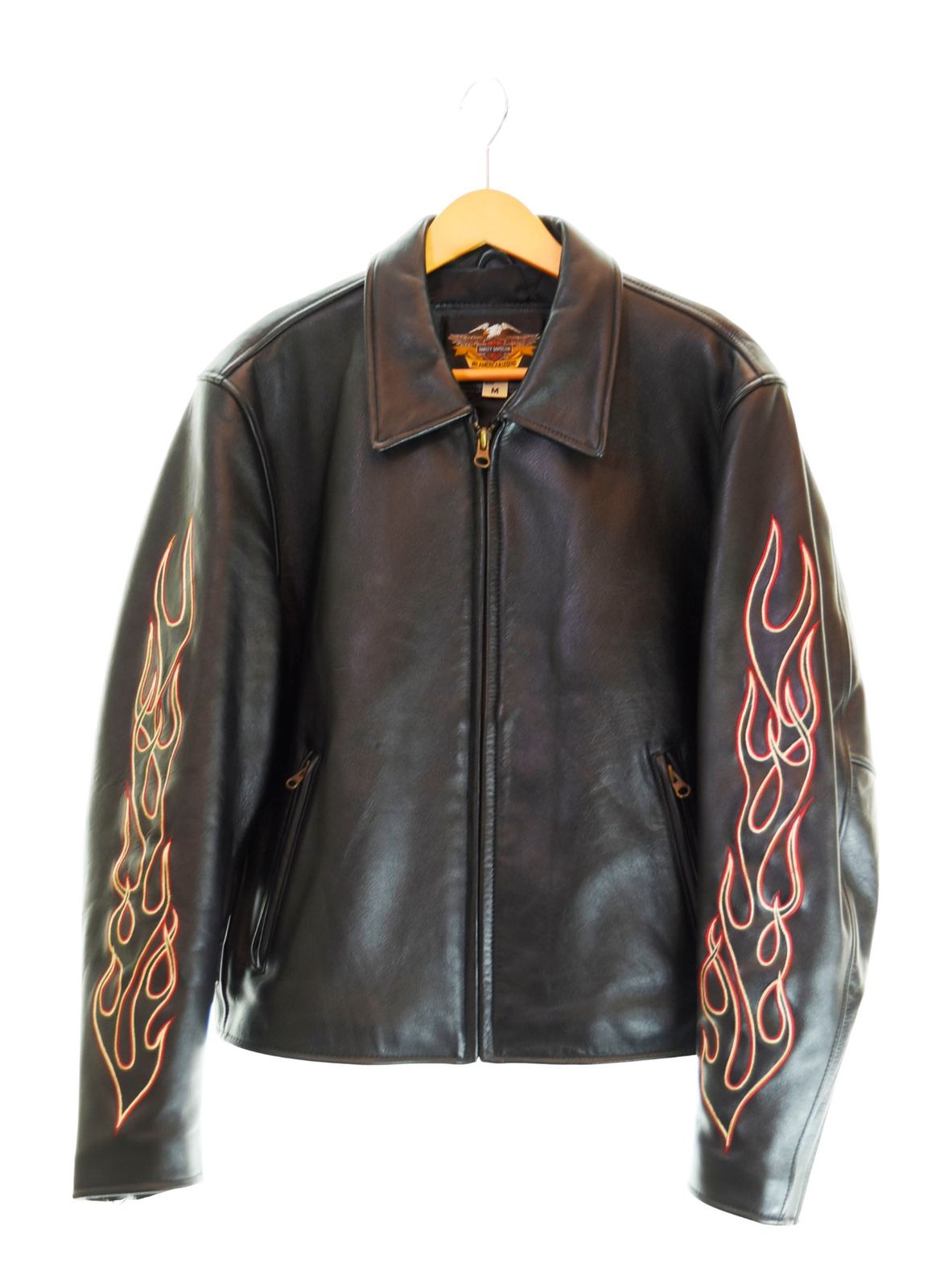 ハーレーダビッドソン Harley-Davidson バック ロゴ 刺繍 ファイヤー