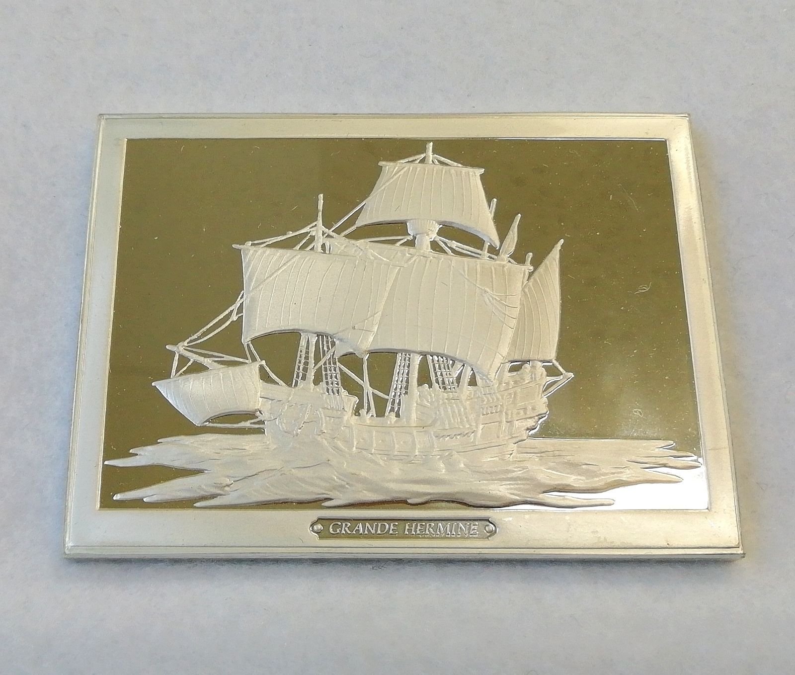 銀製品フランクリンミント 銀の帆船 限定版オリジナル芸術作品 認定書