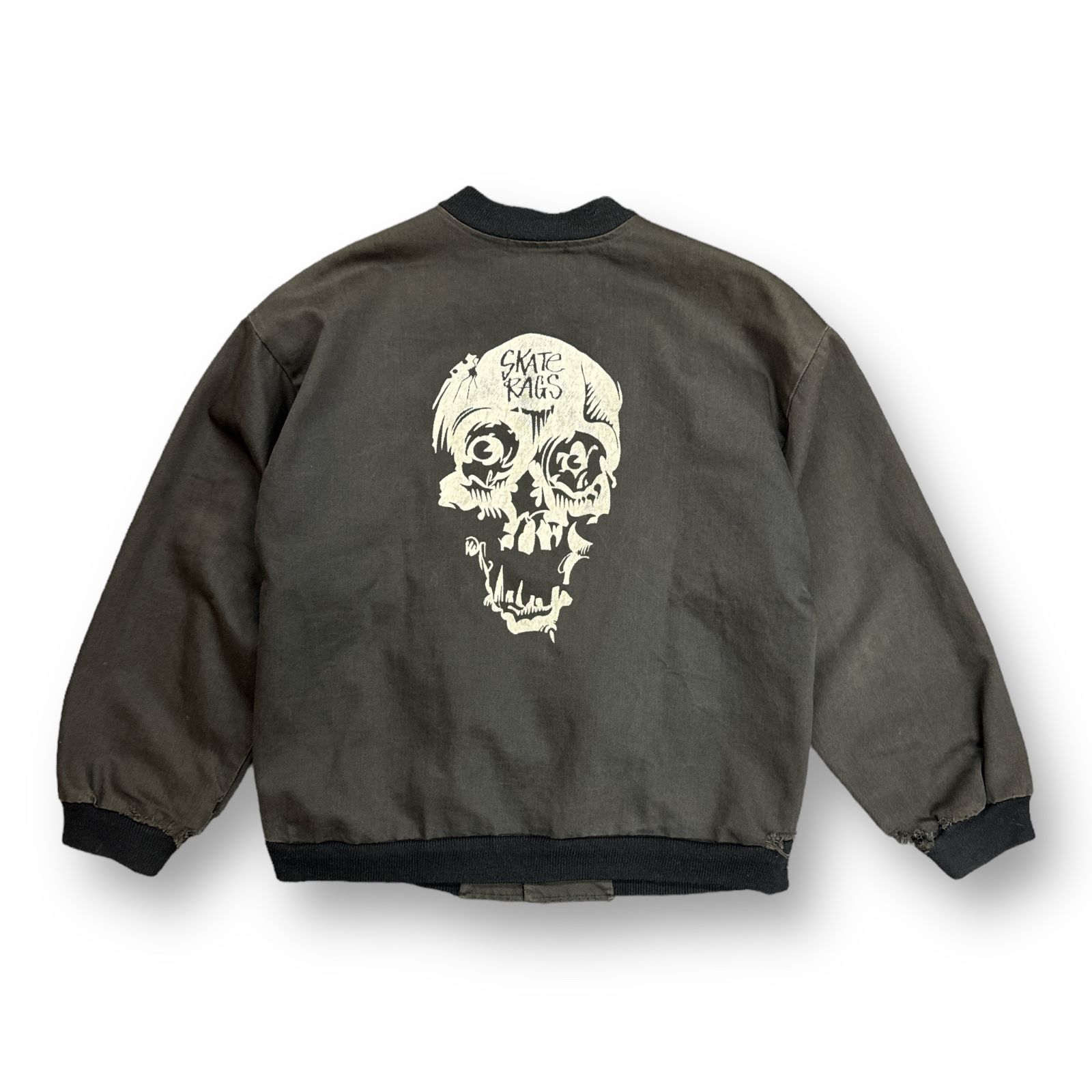 希少 90年代 USA製 SKATE RAGS ダック スカル ダメージ ブルゾン