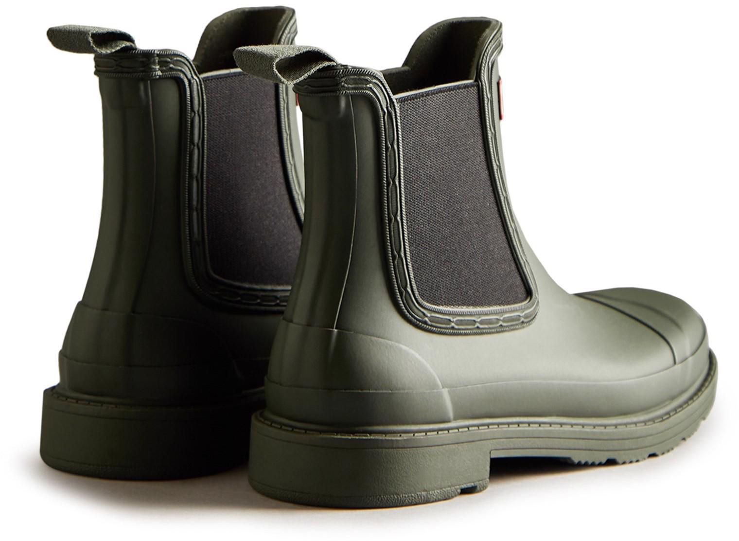 Womens Hunter Commando Chelsea Boots In Dark Olive | Soletrader