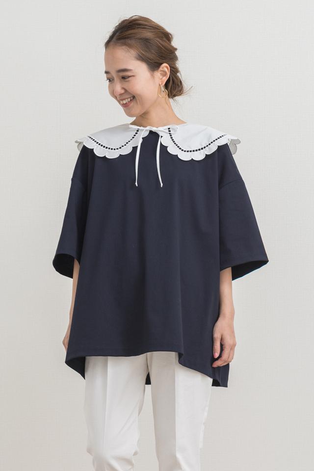 yori(ヨリ)の「スカラップカラーカットソー【2021SP】2月上旬入荷