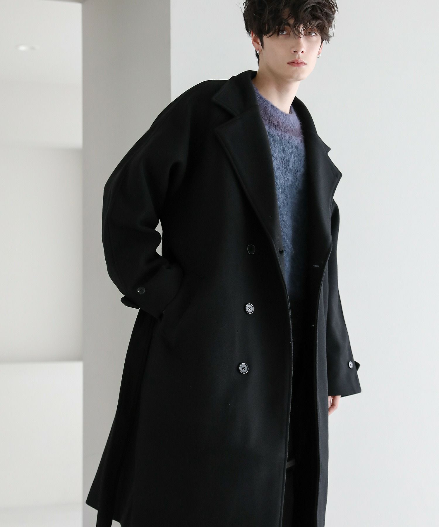 ビッグシルエットベルトメルトンダブルチェスターコート | ASTRONOMY