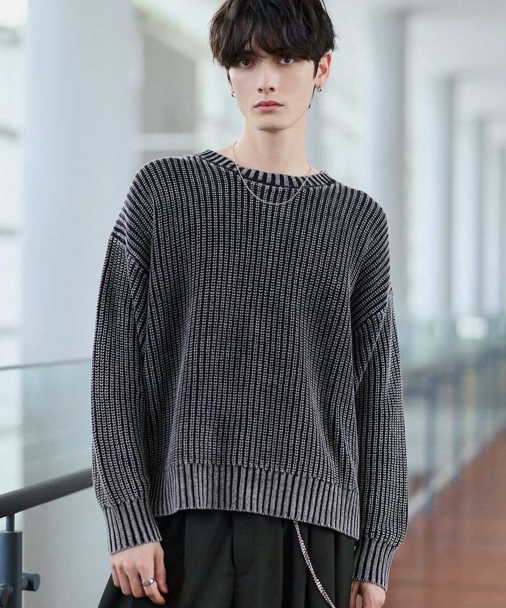 5ゲージ畦編みピグメントニット | ASTRONOMY