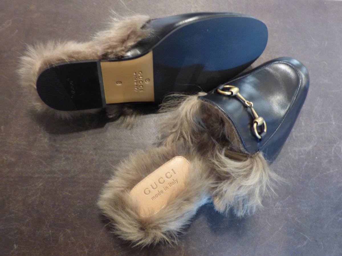 GUCCI（グッチ）ファーサンダル「プリンスタウン」の靴底とカカトを