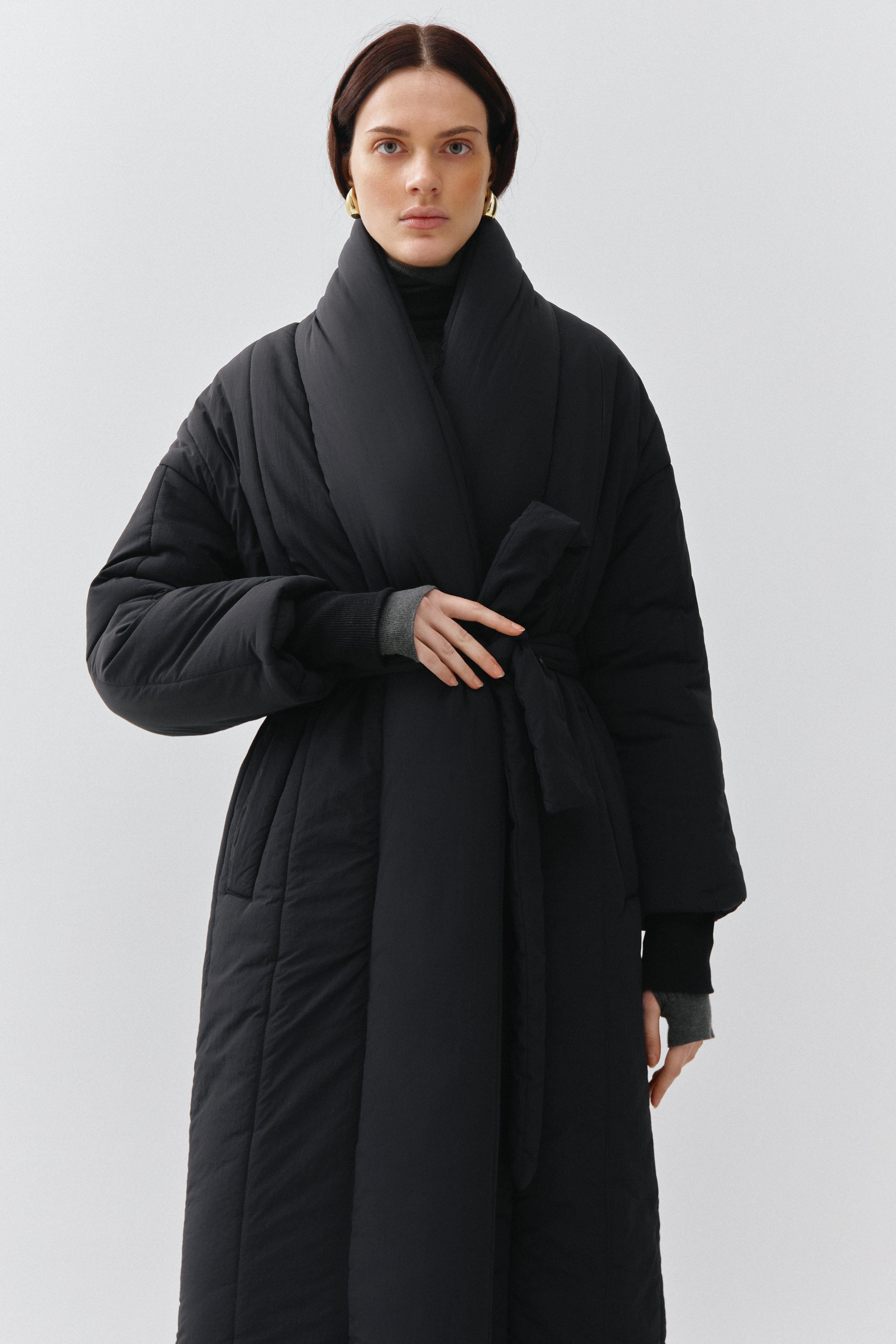 Kimono Puffer Jacket - Black | COOSH