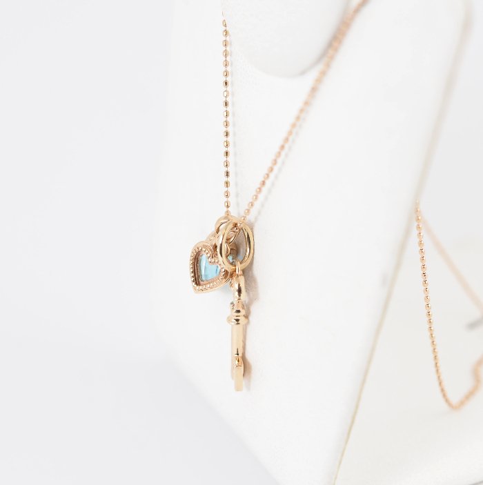 agete アガット K10ピンクゴールド キーチャーム ダイヤ0.01ct ハート