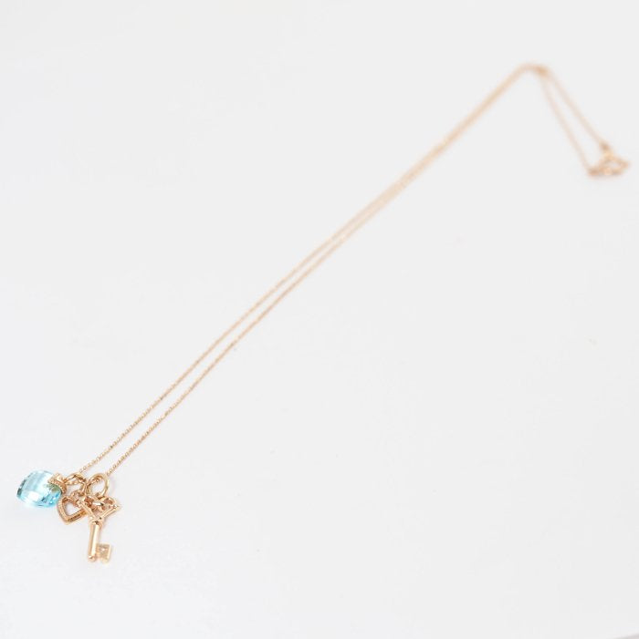 agete アガット K10ピンクゴールド キーチャーム ダイヤ0.01ct ハート