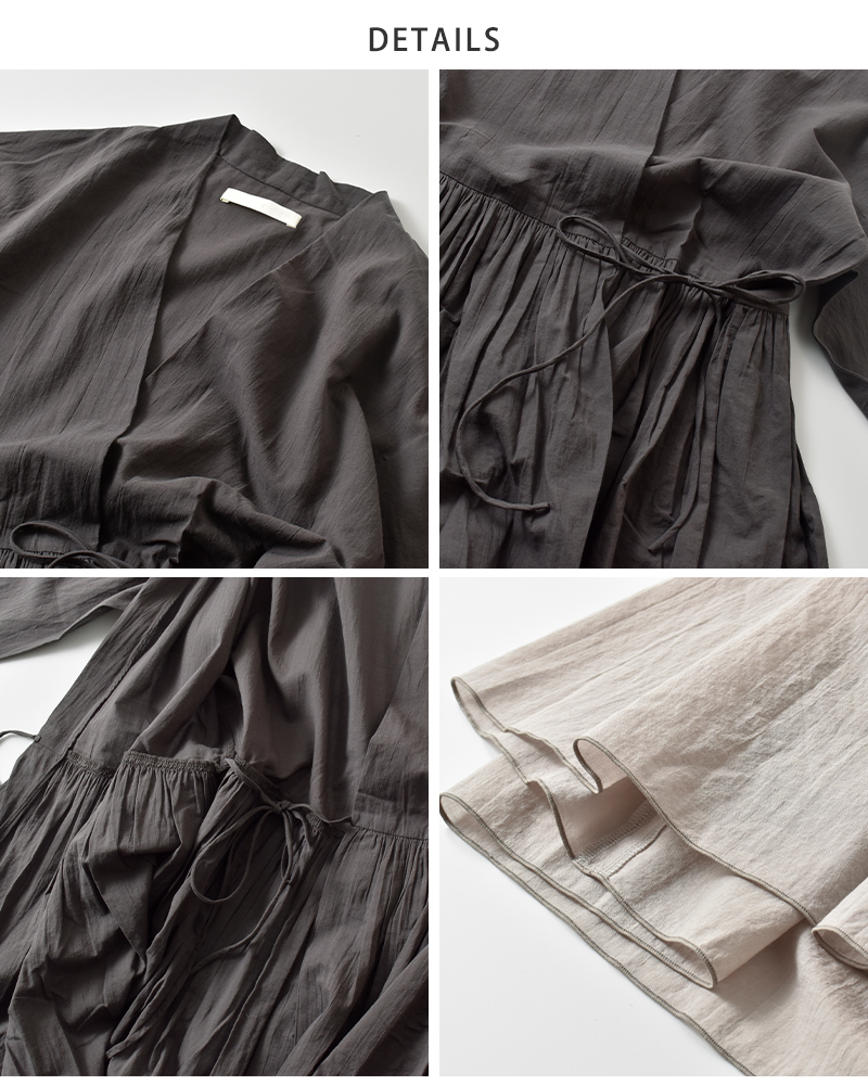 evam eva エヴァムエヴァ コットン ギャザー ローブ e253t021-mn