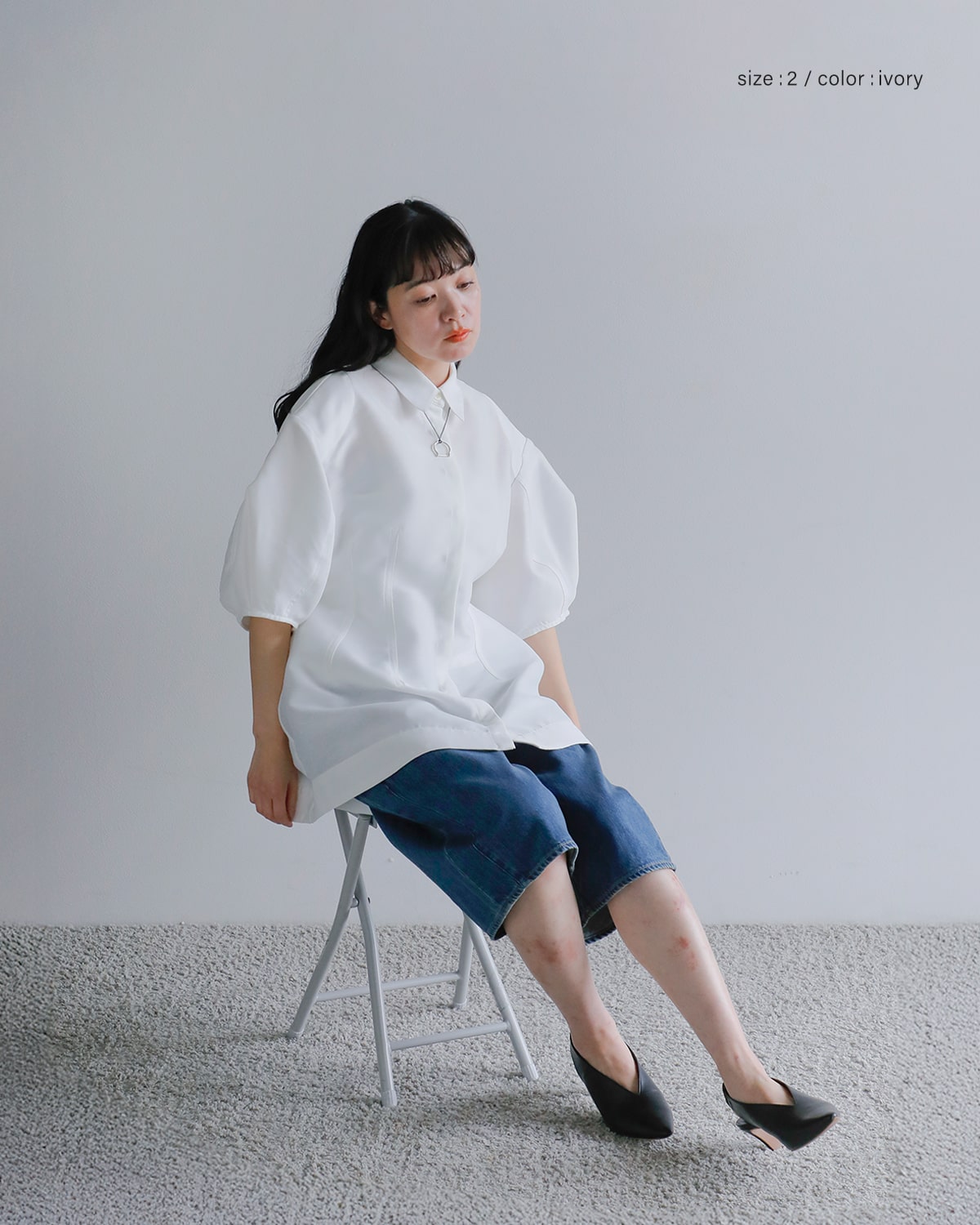 40%OFF】CLANE クラネ ウエスト シェイプ パフスリーブ シャツ 18122