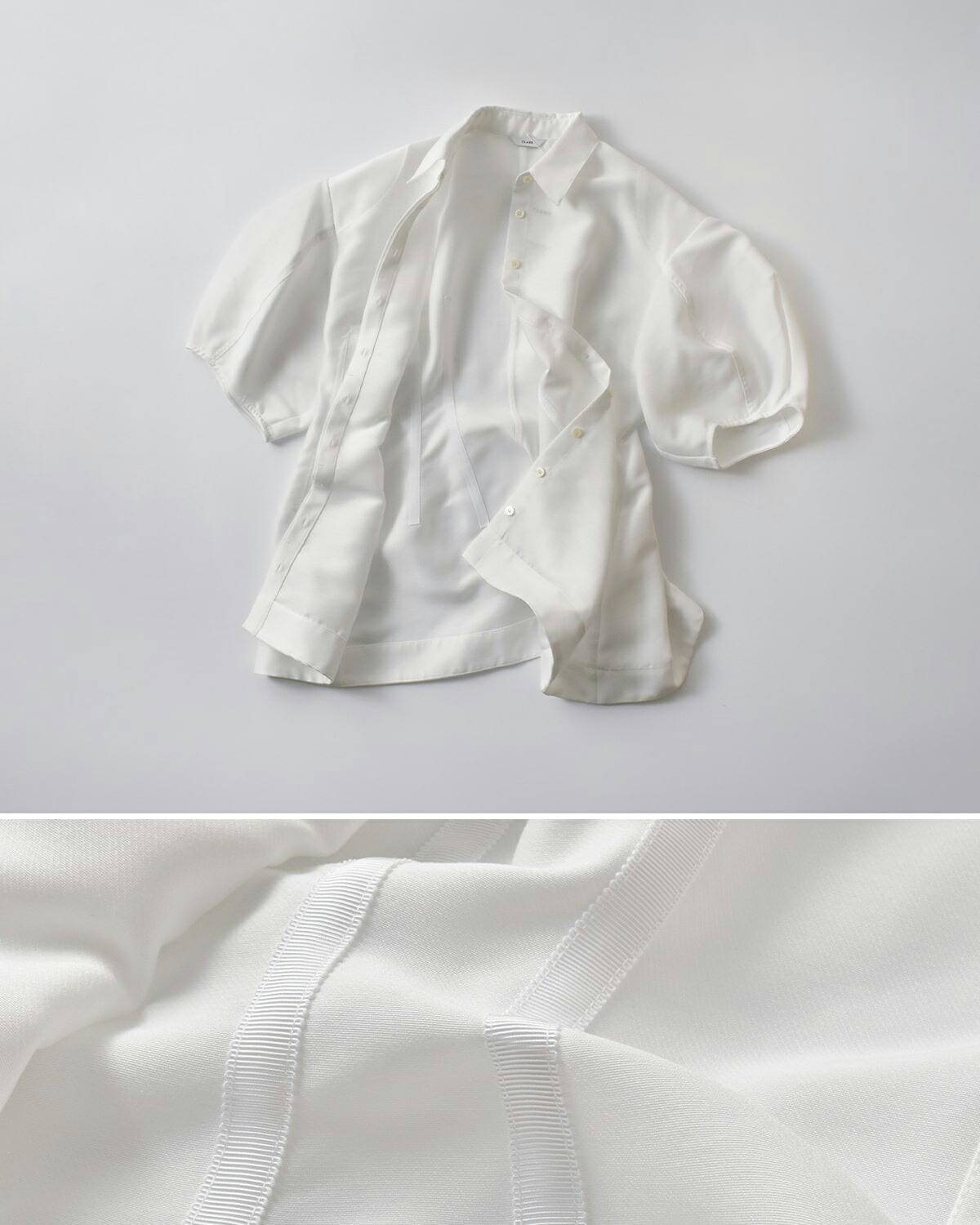 40%OFF】CLANE クラネ ウエスト シェイプ パフスリーブ シャツ 18122