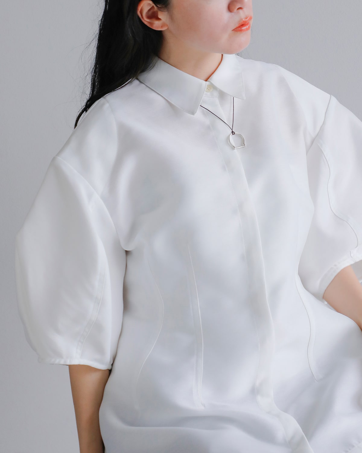 40%OFF】CLANE クラネ ウエスト シェイプ パフスリーブ シャツ 18122