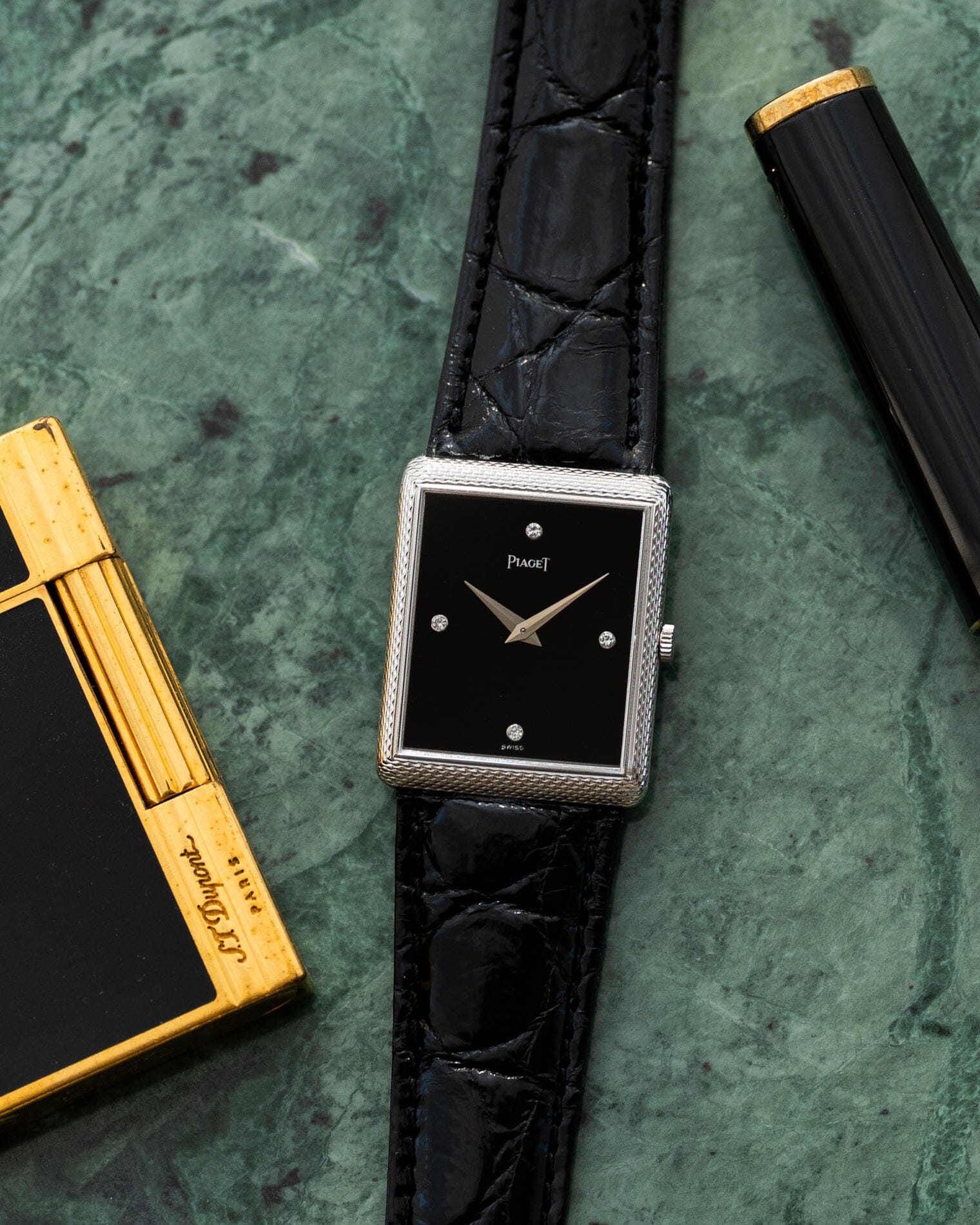 Piaget レクタングル 9152 WG オニキスダイアル 4Pダイヤモンド 手巻き