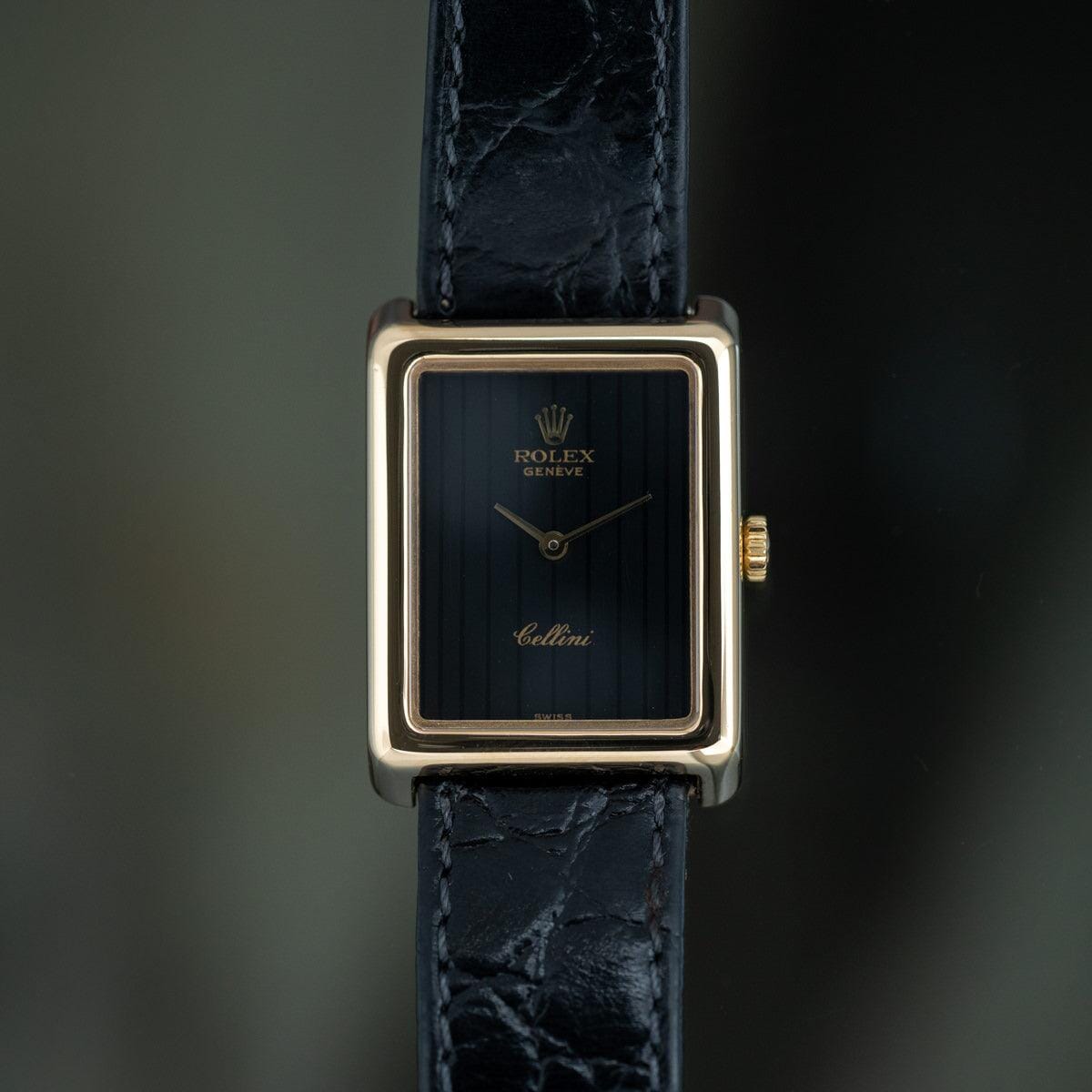 ロレックス チェリーニ 4103 レクタングル YG ブラックダイアル