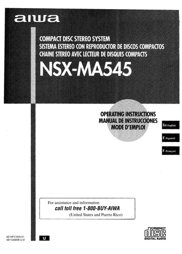 Aiwa CX NMA545 user manual : Free Download, Borrow, and Streaming