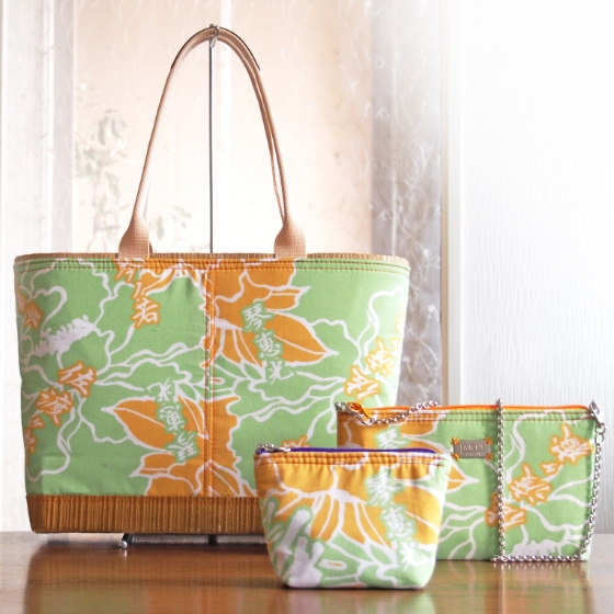 実例93】ご贔屓の相撲部屋からの贈り物の反物をバッグやポーチに