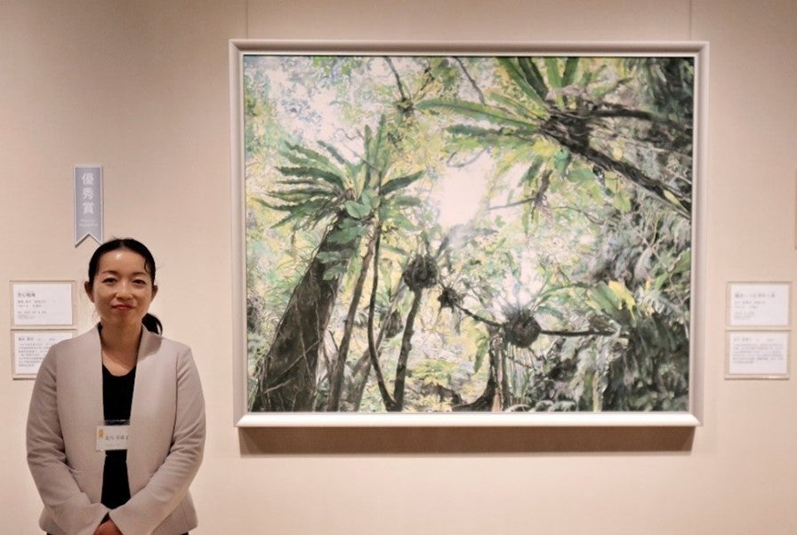 岡田伊登子「山」日本画 共シール有 署名有 額装 創画会展 山種美術館