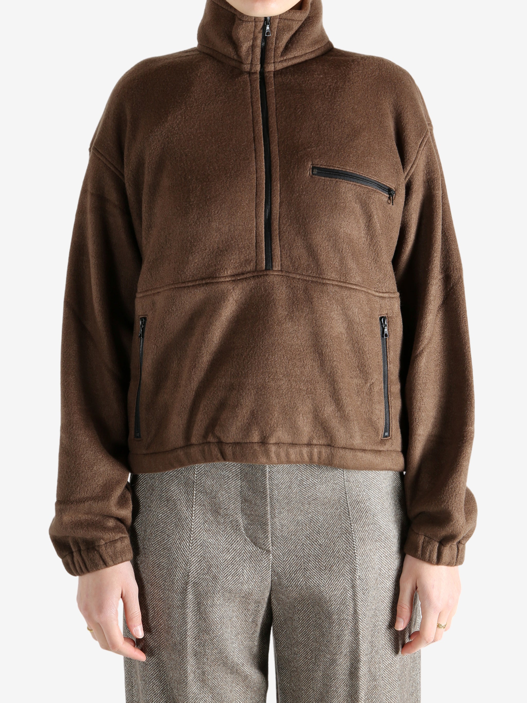 AURALEE - Women Pure Silk Comfort Fleece Half Zip Shirt – Atelier