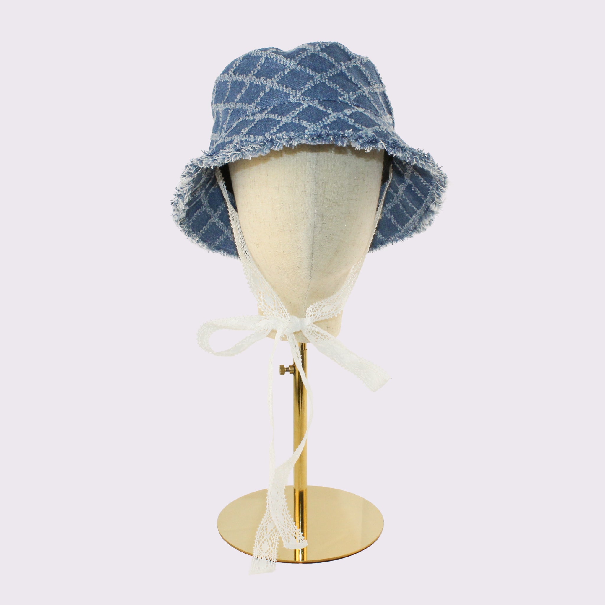 格子デニムバケット