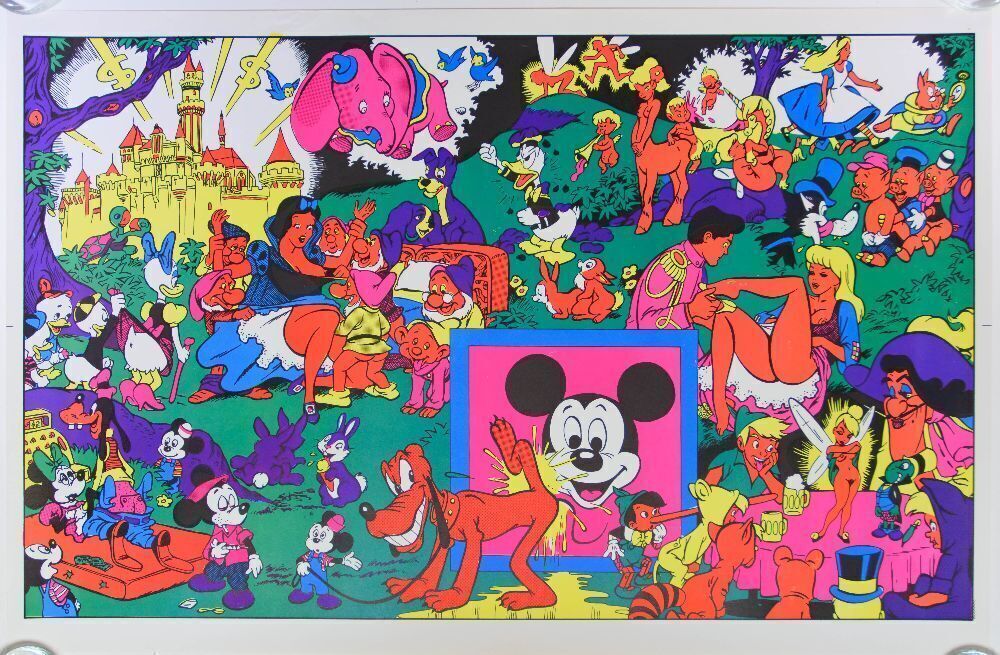 1970s Disney After Dark Wally Wood Blacklight Headshop RP Poster