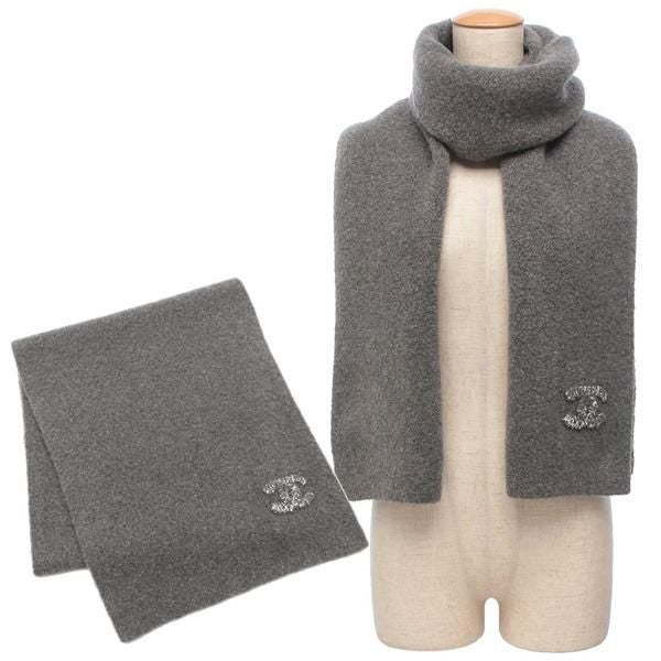 シャネル マフラー ストール CCマーク ココマーク グレー レディース