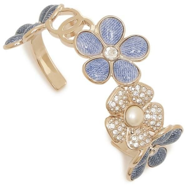 シャネル バングル ブレスレット デニム フラワーモチーフ 花 CCマーク