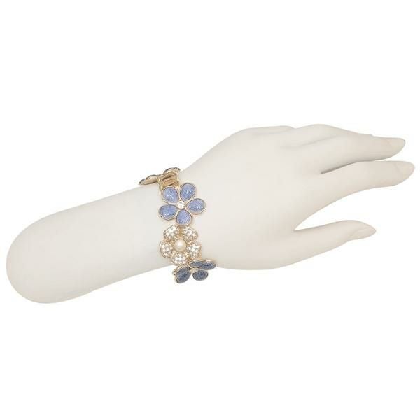 シャネル バングル ブレスレット デニム フラワーモチーフ 花 CCマーク